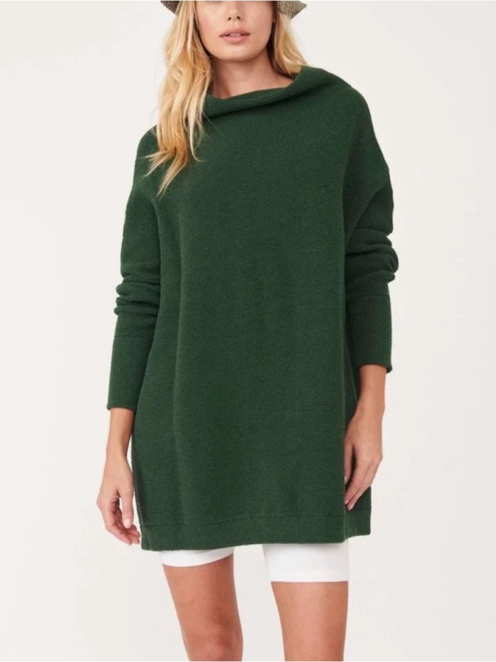 Free People | Ottoman Slouchy Tunic Olive Turtleneck Sweater Size XS